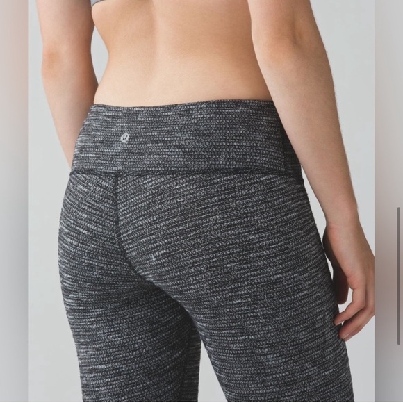 Lululemon Wunder Under Pant III Coco Pique Black White 4 Full Length Yoga Gym - Picture 3 of 7